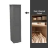 House Beautiful Realm Fitted Look Single Wardrobe, Oak Effect Carcass - Carbon Grey Shaker Door (W) 551mm X (H) 2256mm -Home Style Sales 13999764 5005052689965818