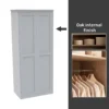 House Beautiful Realm Fitted Look Double Wardrobe, Oak Effect Carcass - White Shaker Doors (W) 1001mm X (H) 2256mm -Home Style Sales 13999774 1475052689957880