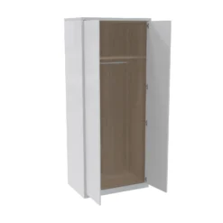 House Beautiful Escape Fitted Look Double Wardrobe, Oak Effect Carcass - Gloss White Handleless Doors (W) 940mm X (H) 2226mm -Home Style Sales 13999778 8255005577192763