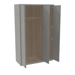 House Beautiful Escape Fitted Look Triple Wardrobe, Oak Effect Carcass - Gloss Grey Handleless Doors (W) 1390mm X (H) 2226mm -Home Style Sales 13999787 7945005578495789