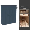 House Beautiful Realm Fitted Look Quad Wardrobe, Oak Effect Carcass - Navy Blue Shaker Doors (W) 1901mm X (H) 2256mm -Home Style Sales 13999793 1115052690130716