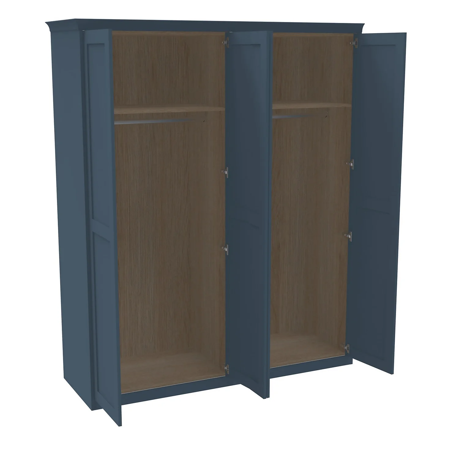 House Beautiful Realm Fitted Look Quad Wardrobe, Oak Effect Carcass - Navy Blue Shaker Doors (W) 1901mm X (H) 2256mm 5 House Beautiful Realm Fitted Look Quad Wardrobe, Oak Effect Carcass - Navy Blue Shaker Doors (W) 1901mm X (H) 2256mm - Image 3