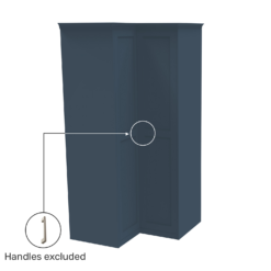 House Beautiful Realm Fitted Look Corner Wardrobe, Oak Effect Carcass - Navy Blue Shaker Doors (W) 1103mm X (H) 2256mm -Home Style Sales 13999801 1085012795533392