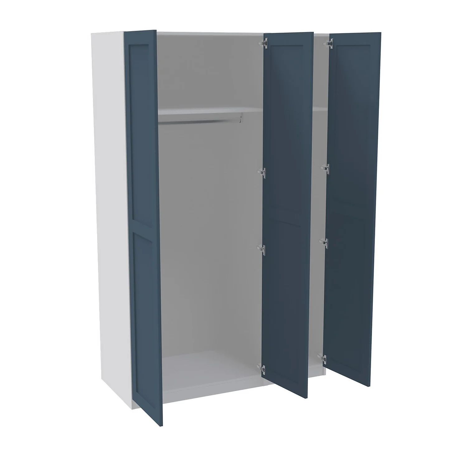 House Beautiful Realm Triple Wardrobe, White Carcass - Navy Blue Shaker Doors (W) 1350mm X (H) 2196mm 4 House Beautiful Realm Triple Wardrobe, White Carcass - Navy Blue Shaker Doors (W) 1350mm X (H) 2196mm - Image 2