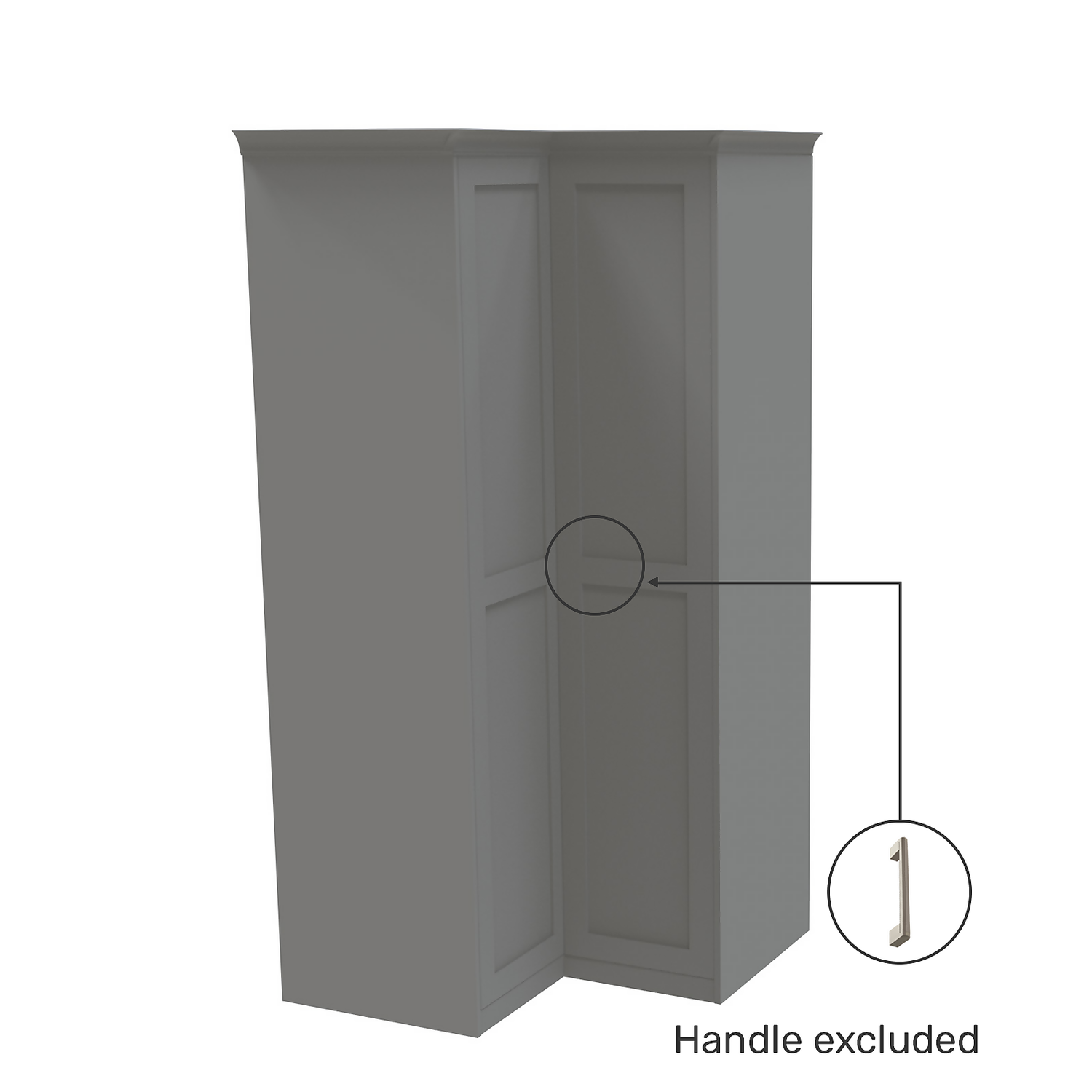 House Beautiful Realm Fitted Look Corner Wardrobe, White Carcass - Grey Shaker Doors (W) 1103mm X (H) 2256mm 5 House Beautiful Realm Fitted Look Corner Wardrobe, White Carcass - Grey Shaker Doors (W) 1103mm X (H) 2256mm - Image 3