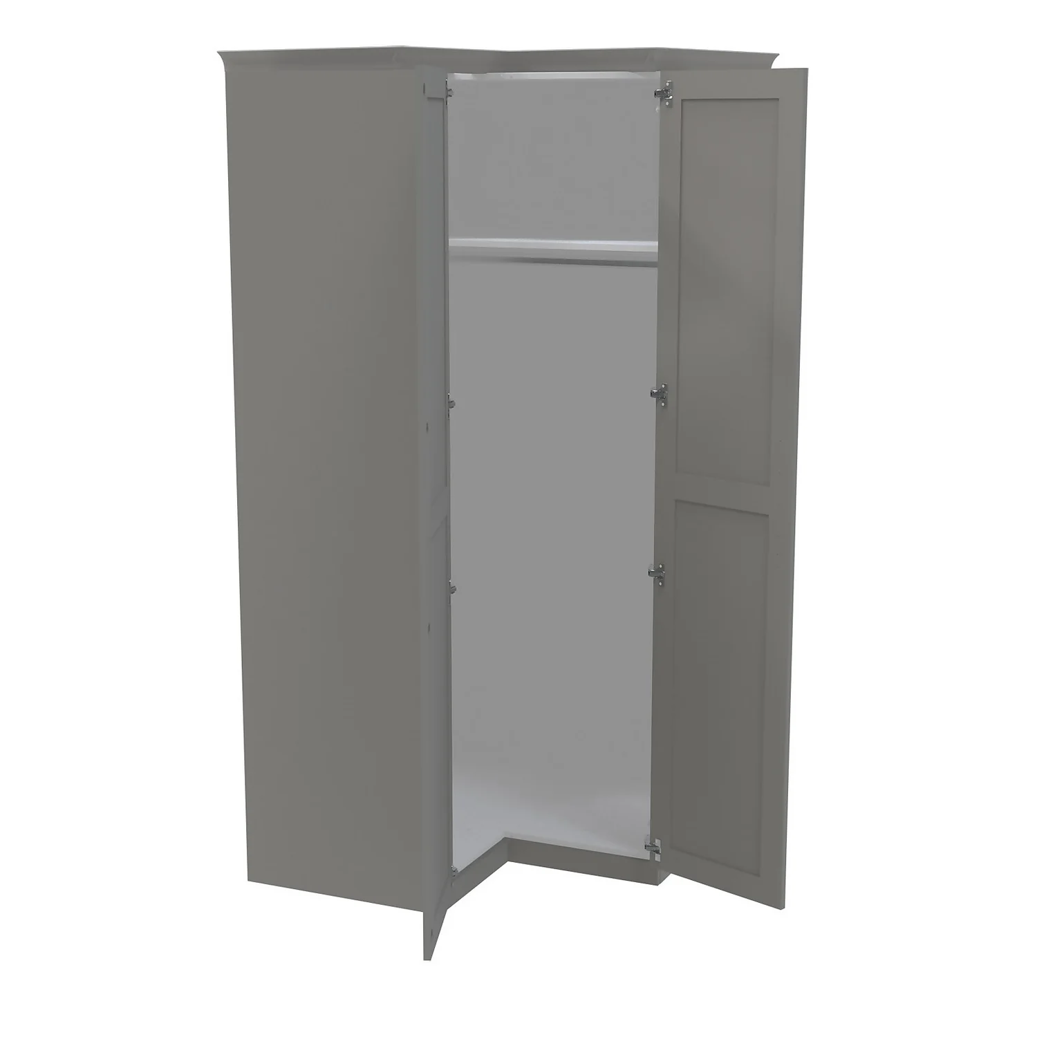 House Beautiful Realm Fitted Look Corner Wardrobe, White Carcass - Grey Shaker Doors (W) 1103mm X (H) 2256mm 4 House Beautiful Realm Fitted Look Corner Wardrobe, White Carcass - Grey Shaker Doors (W) 1103mm X (H) 2256mm - Image 2