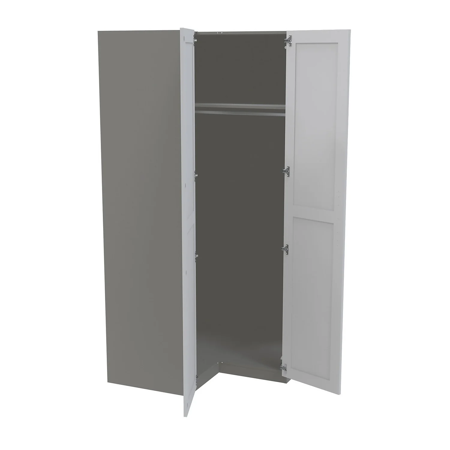 House Beautiful Realm Corner Wardrobe, Grey Carcass - White Shaker Doors (W) 1053mm X (H) 2196mm 4 House Beautiful Realm Corner Wardrobe, Grey Carcass - White Shaker Doors (W) 1053mm X (H) 2196mm - Image 2