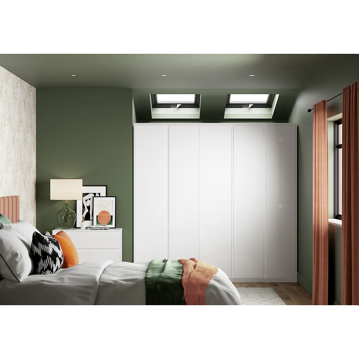 House Beautiful Escape Fitted Look Single Wardrobe, Grey Carcass - Gloss White Handleless Door (W) 490mm X (H) 2226mm 6 House Beautiful Escape Fitted Look Single Wardrobe, Grey Carcass - Gloss White Handleless Door (W) 490mm X (H) 2226mm - Image 4