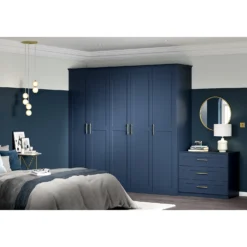 House Beautiful Realm Fitted Look Triple Wardrobe, Grey Carcass - Navy Blue Shaker Doors (W) 1451mm X (H) 2256mm -Home Style Sales 13999969 1115005574651874