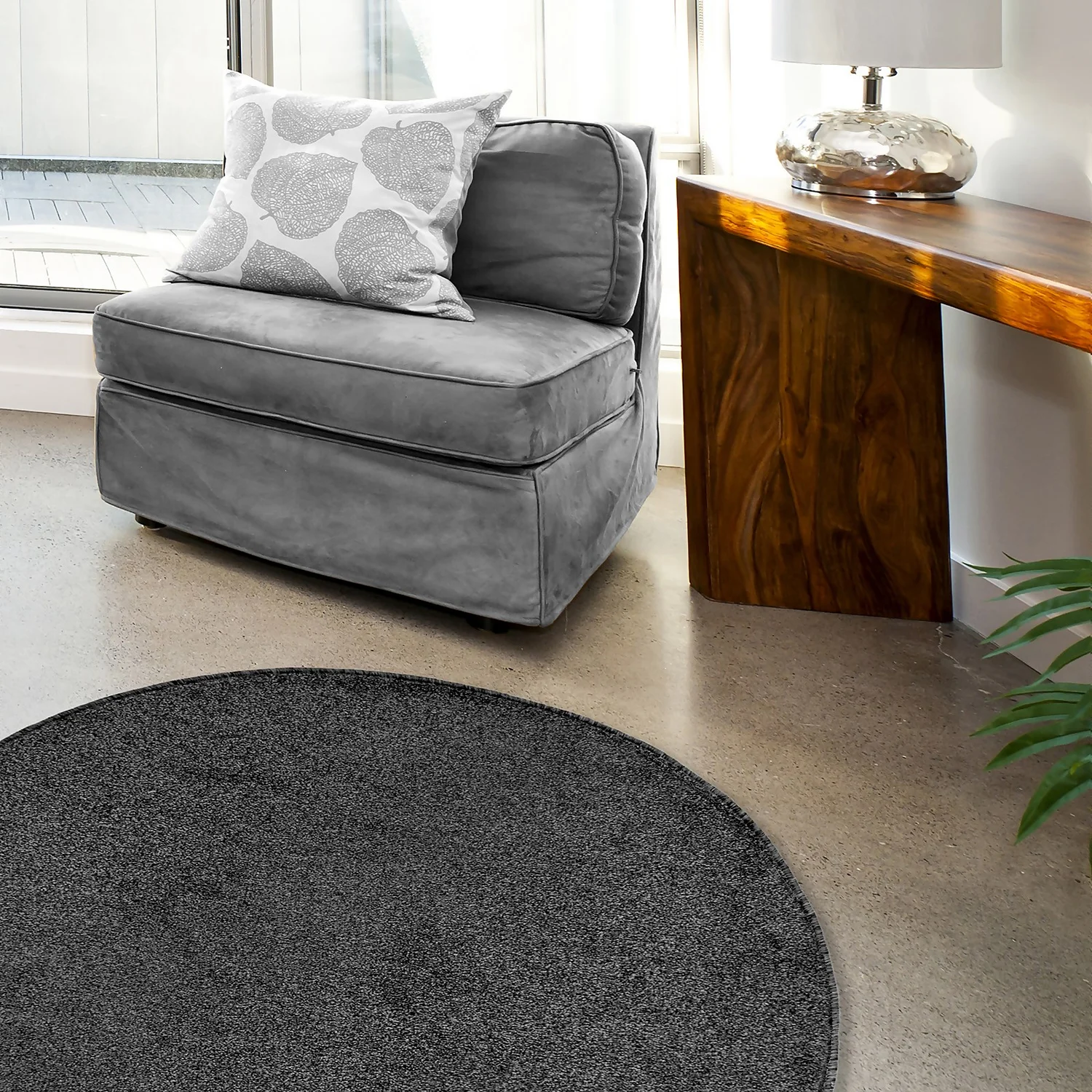 Relay Circular Rug - Dark Grey - 133cm 5 Relay Circular Rug - Dark Grey - 133cm - Image 3