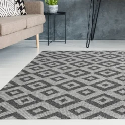 Recycled Cotton Geometric Rug - Grey - 160x230cm -Home Style Sales 14015872 4355006092135602
