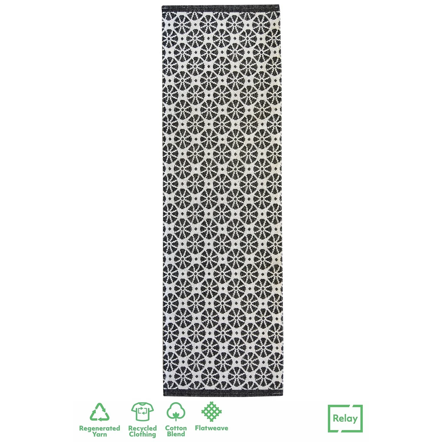 Recycled Cotton Starburst Rug - Monochrome - 60x180cm 3 Recycled Cotton Starburst Rug - Monochrome - 60x180cm