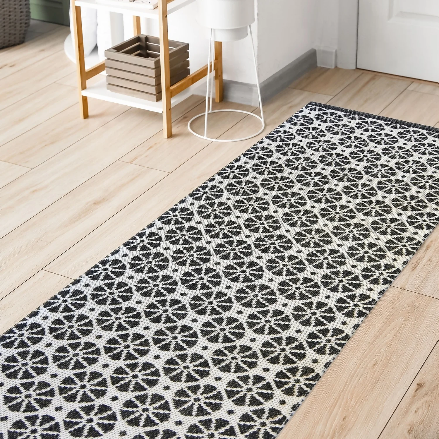 Recycled Cotton Starburst Rug - Monochrome - 60x180cm 4 Recycled Cotton Starburst Rug - Monochrome - 60x180cm - Image 2