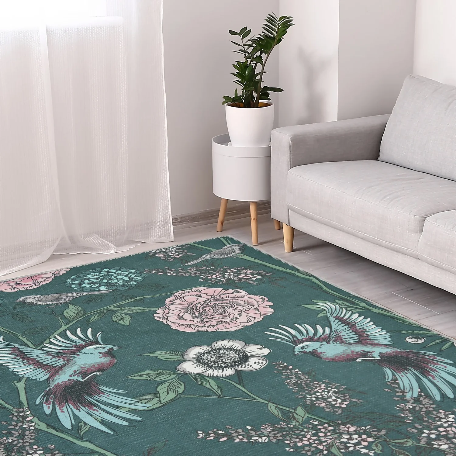 Opal Botanical Rug - Bottle Green - 135x195cm 4 Opal Botanical Rug - Bottle Green - 135x195cm - Image 2