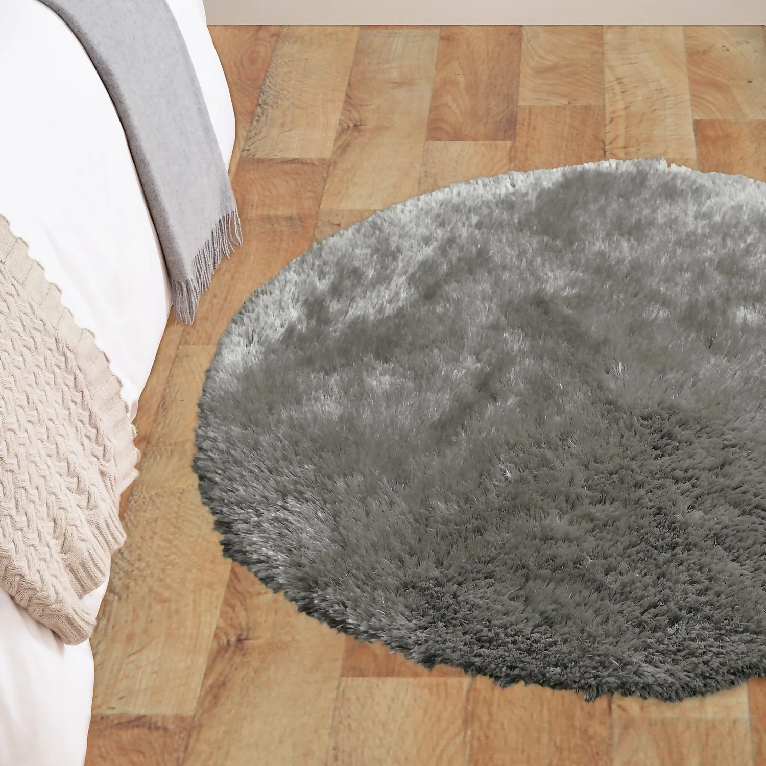 Soft Washable Circle Rug - Grey - 100cm 4 Soft Washable Circle Rug - Grey - 100cm - Image 2