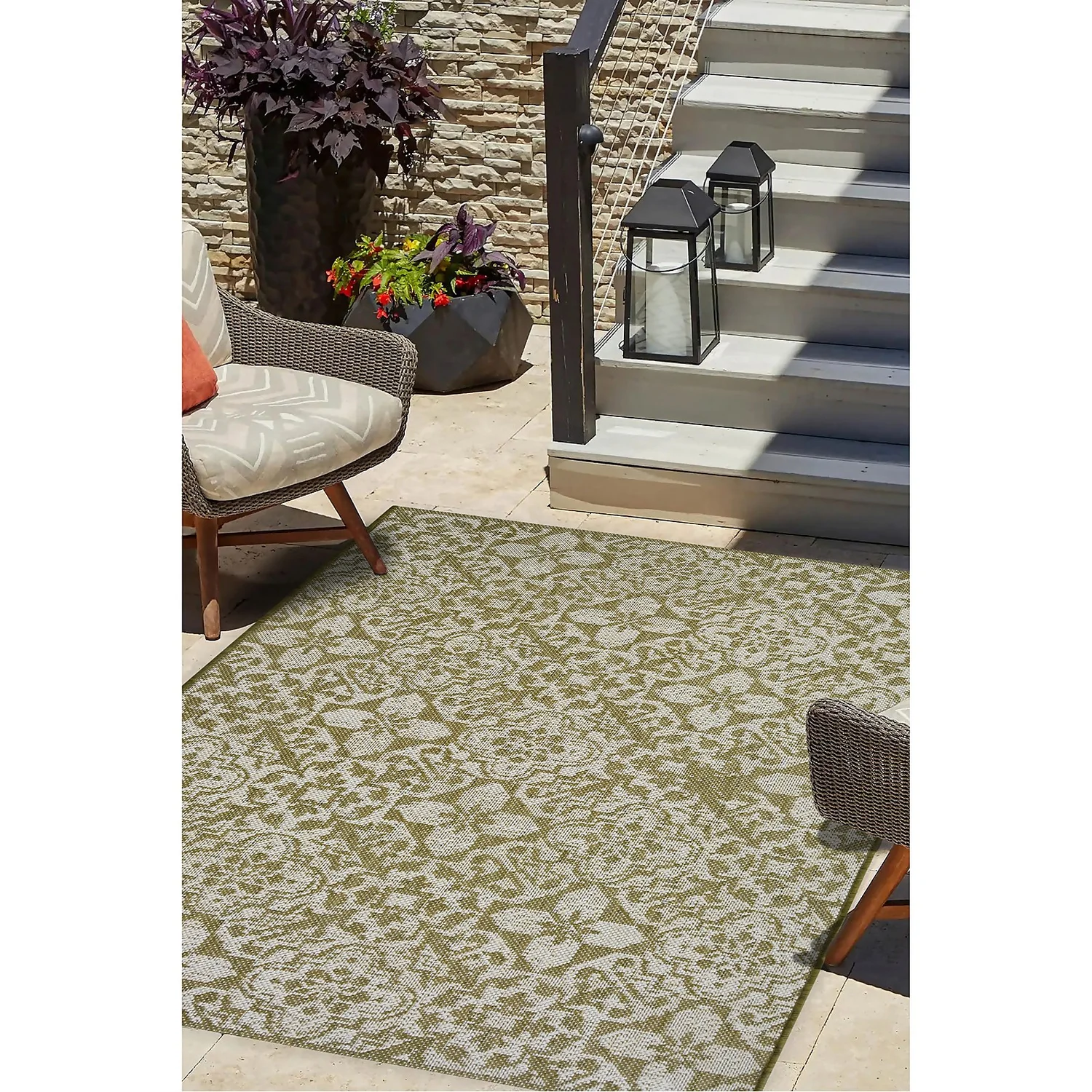 Indoor Outdoor Tile Rug - Green - 133x190cm 5 Indoor Outdoor Tile Rug - Green - 133x190cm - Image 3