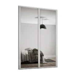 Shaker 2 Door Sliding Wardrobe Kit Mirror With Dove Grey Frame (W)1753 X (H)2260mm