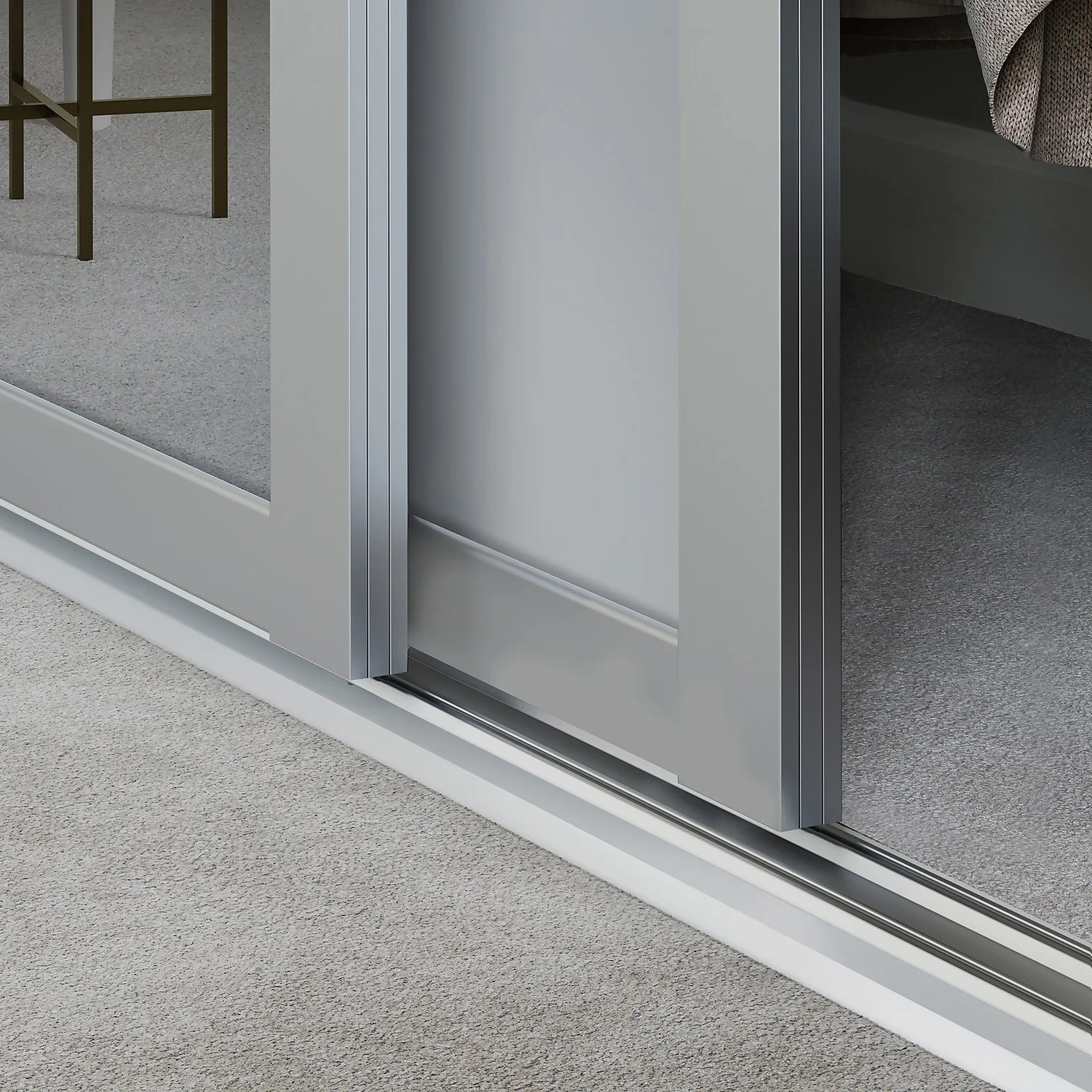 Shaker 4 Door Sliding Wardrobe Kit Dove Grey Panel / Mirror With Dove Grey Frame (W)2898 X (H)2260mm 5 Shaker 4 Door Sliding Wardrobe Kit Dove Grey Panel / Mirror With Dove Grey Frame (W)2898 X (H)2260mm - Image 3