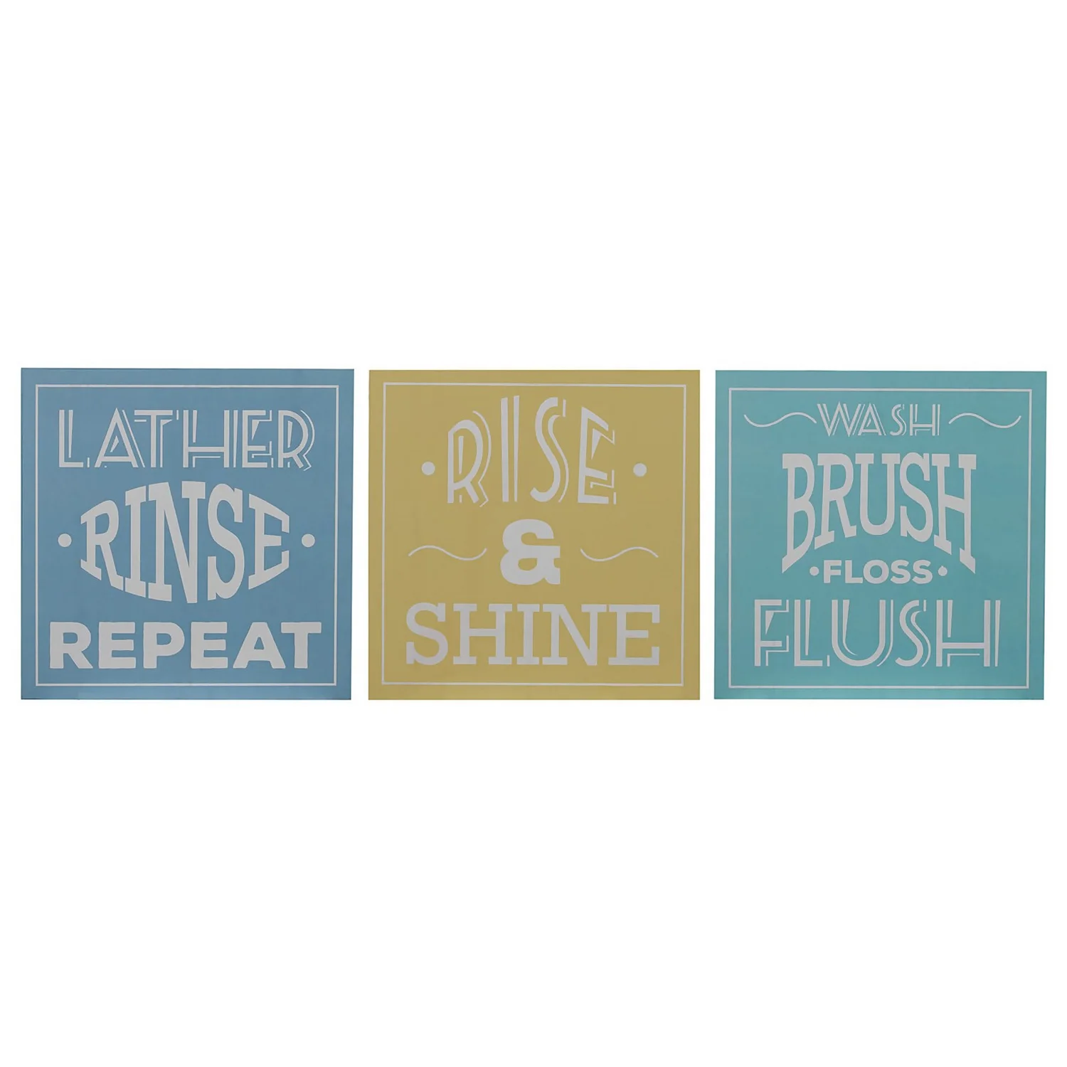 Set Of 3 Bathroom Wall Plaques - 20x20cm 3 Set Of 3 Bathroom Wall Plaques - 20x20cm