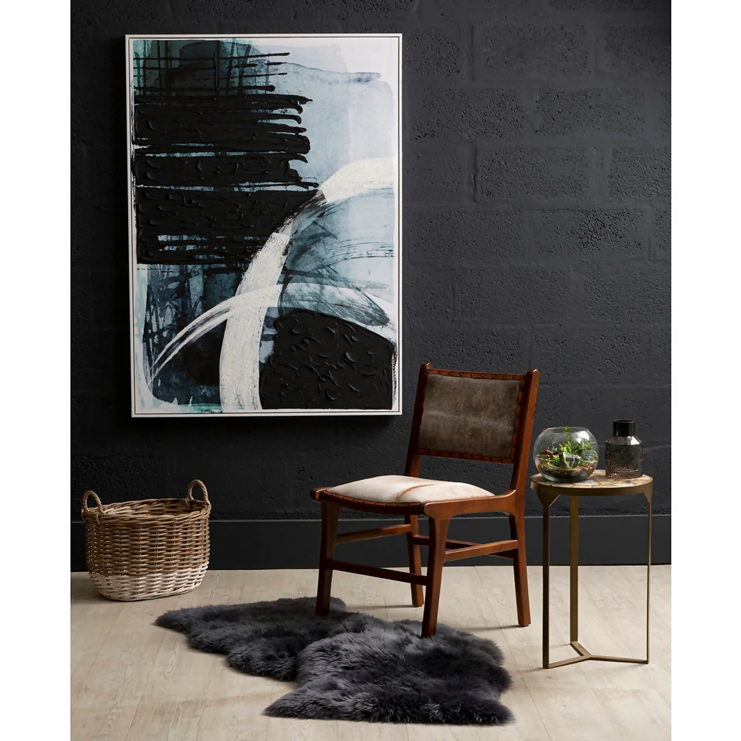Astratto Wall Art Oil Painting - Blue & Black - 103x143cm 4 Astratto Wall Art Oil Painting - Blue & Black - 103x143cm - Image 2