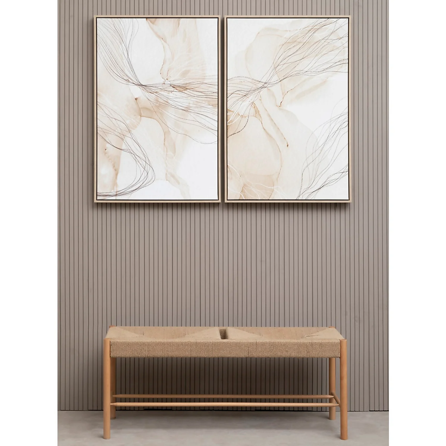 Astratto Set Of 2 Scribble Design Wall Art - Natural - 63x93cm 5 Astratto Set Of 2 Scribble Design Wall Art - Natural - 63x93cm - Image 3