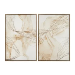 Astratto Set Of 2 Scribble Design Wall Art - Natural - 63x93cm
